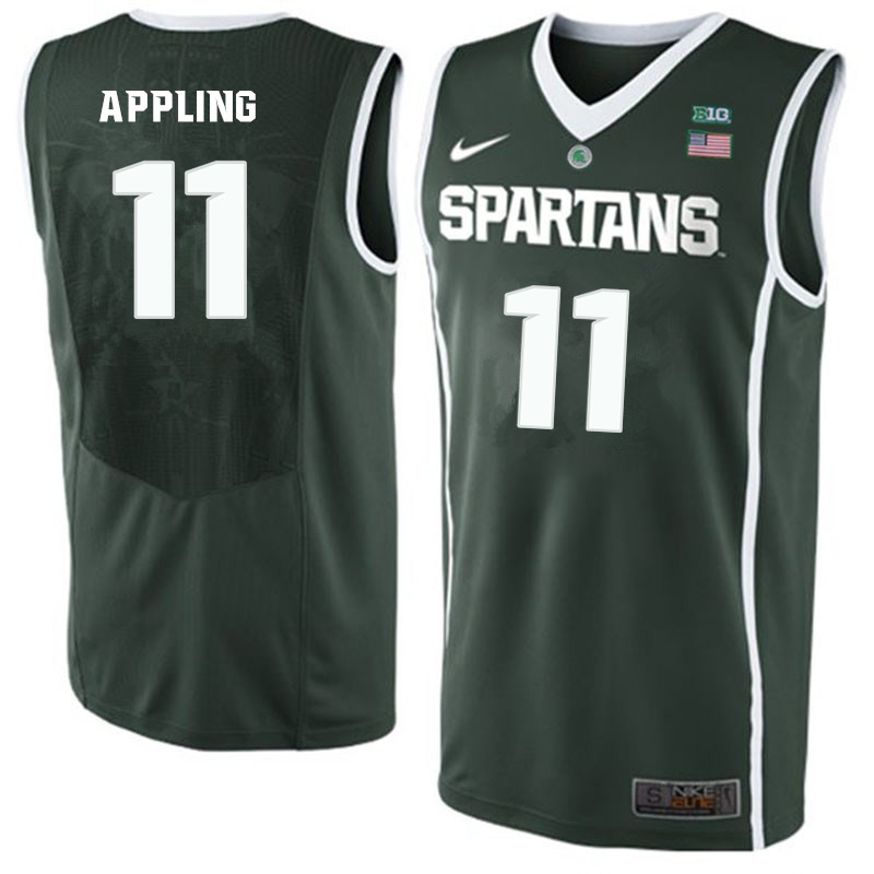 Men #11 Keith Appling Michigan State Spartans College Basketball Jerseys-Green